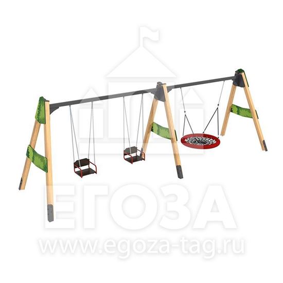 Качели комбинированные «Лесная сказка» 1034 для улицы, дачи, детской площадки. Большой выбор детских качалок на пружине от производителя ГК Егоза. Характеристики, фото, описание, цена